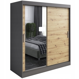 Szafa przesuwna 180cm 2 wnętrza ANTRACYT + ARTISAN