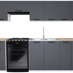Zestaw mebli kuchennych Toronto TANIE Antracyt + Blat