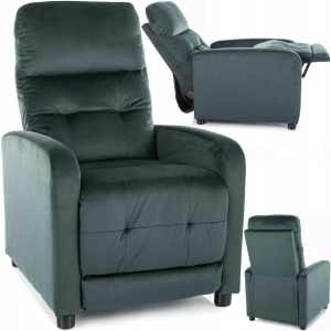 FOTEL ROZKŁADANY WYPOCZYNKOWY Z PODNÓŻKIEM ZIELONY Otus Velvet SIGNAL